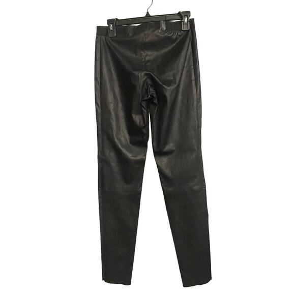 Alice + Olivia Pants Front‎ Zip Lamb Skin Leggings Sz 10 Black Elastic Waist NEW - Picture 3 of 11